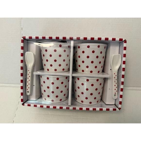 Crofton Porcelain Fruit Bowls-Dessert, Spoons Set lce Cream Cups Classic Style - Picture 1 of 3